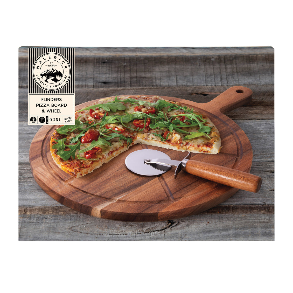 Maverick Flinders Pizza Board & Wheel 2pcs